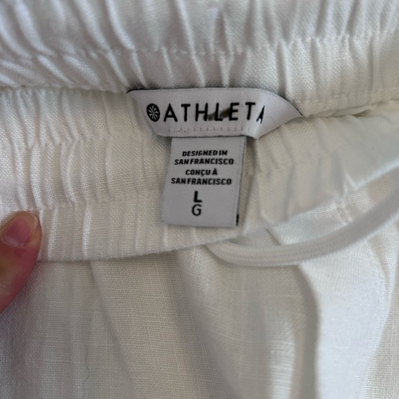 Athleta Retreat High Rise Linen Ankle Pant White Womens Size Large NWOT - Picture 11 of 12